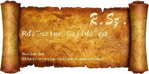 Röszler Szilárd névjegykártya